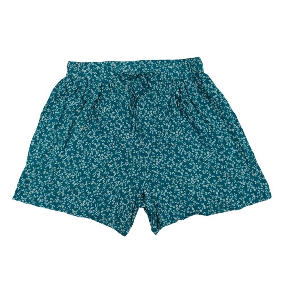West Loop Womens Teal Floral Print Short Shorts Size L/XL Drawstring Waist NWT - Picture 4 of 6